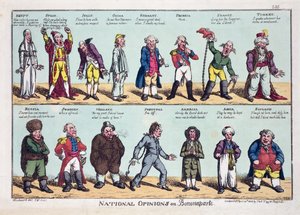 Nemzeti vélemények Bonaparte-ról, 1808. április 20-án (színezett rézkarc)